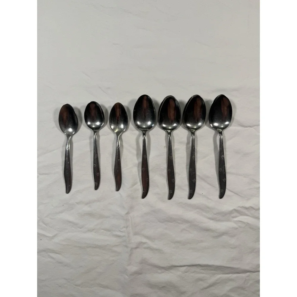 Lot‎ of 7 Dorzel Hull FIRST STAR Stainless Teaspoons  And Tablespoons Atomic